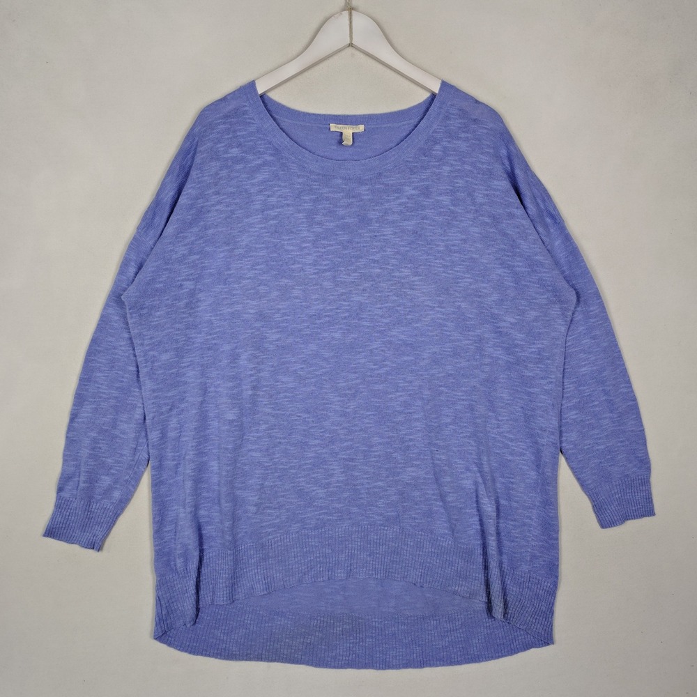 Eileen Fisher Organic Linen Cotton Sweater Periwinkle Blue Oversized Large